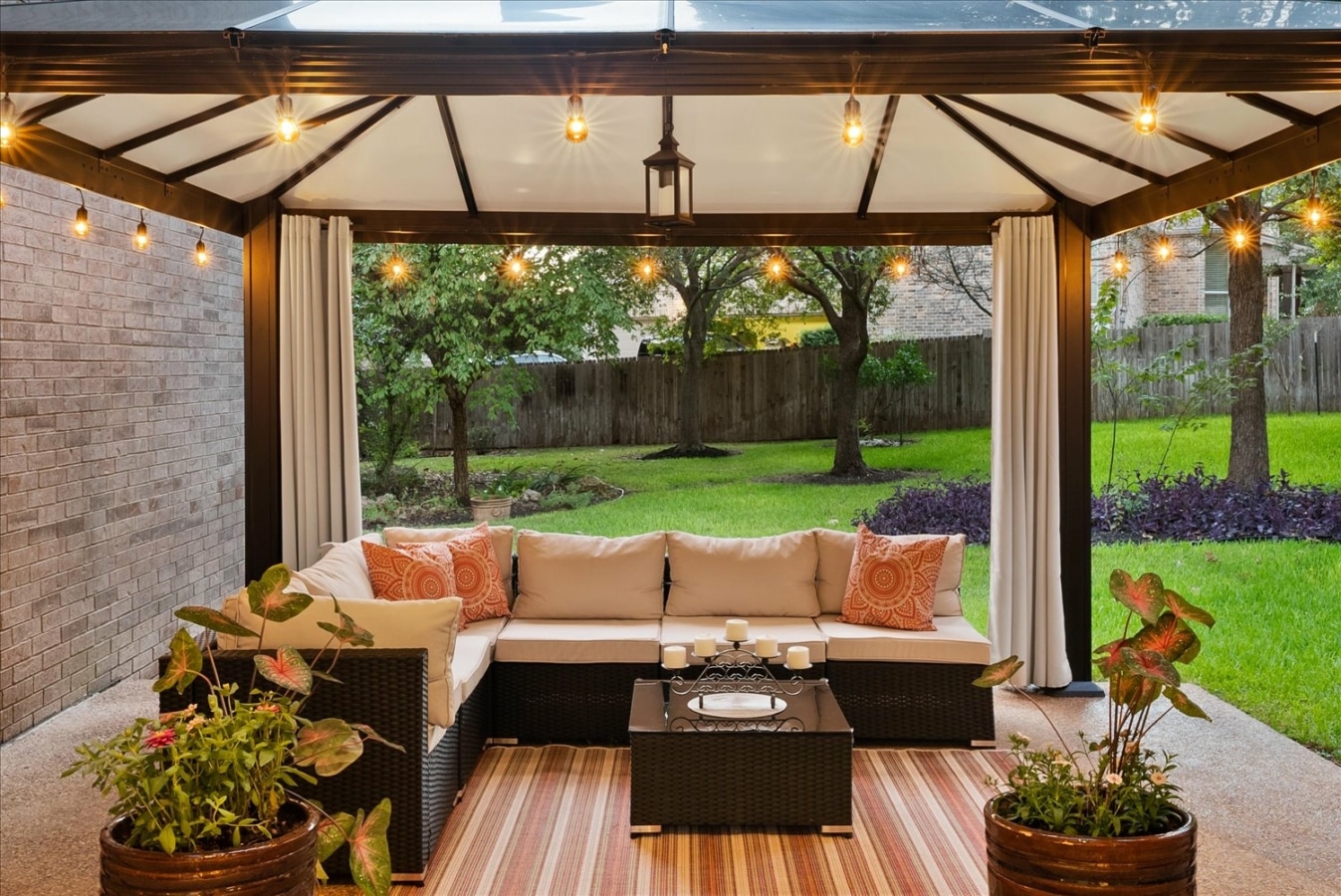 Backyard and patio with outdoor sofa