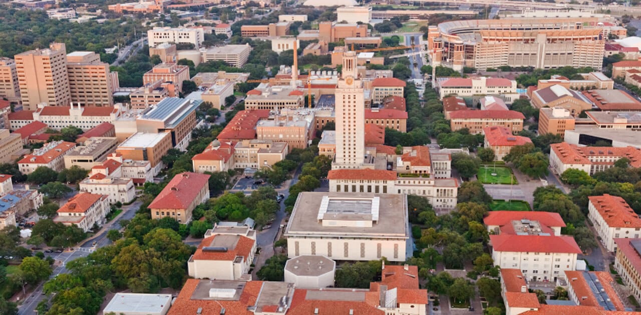 Aerial View of University of Texas UT Austin in Cherrywood